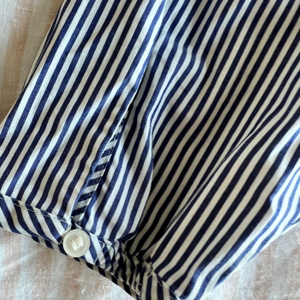 J.Crew Blue Stripe Wrap Top Size Petite Large - Picture 4 of 8